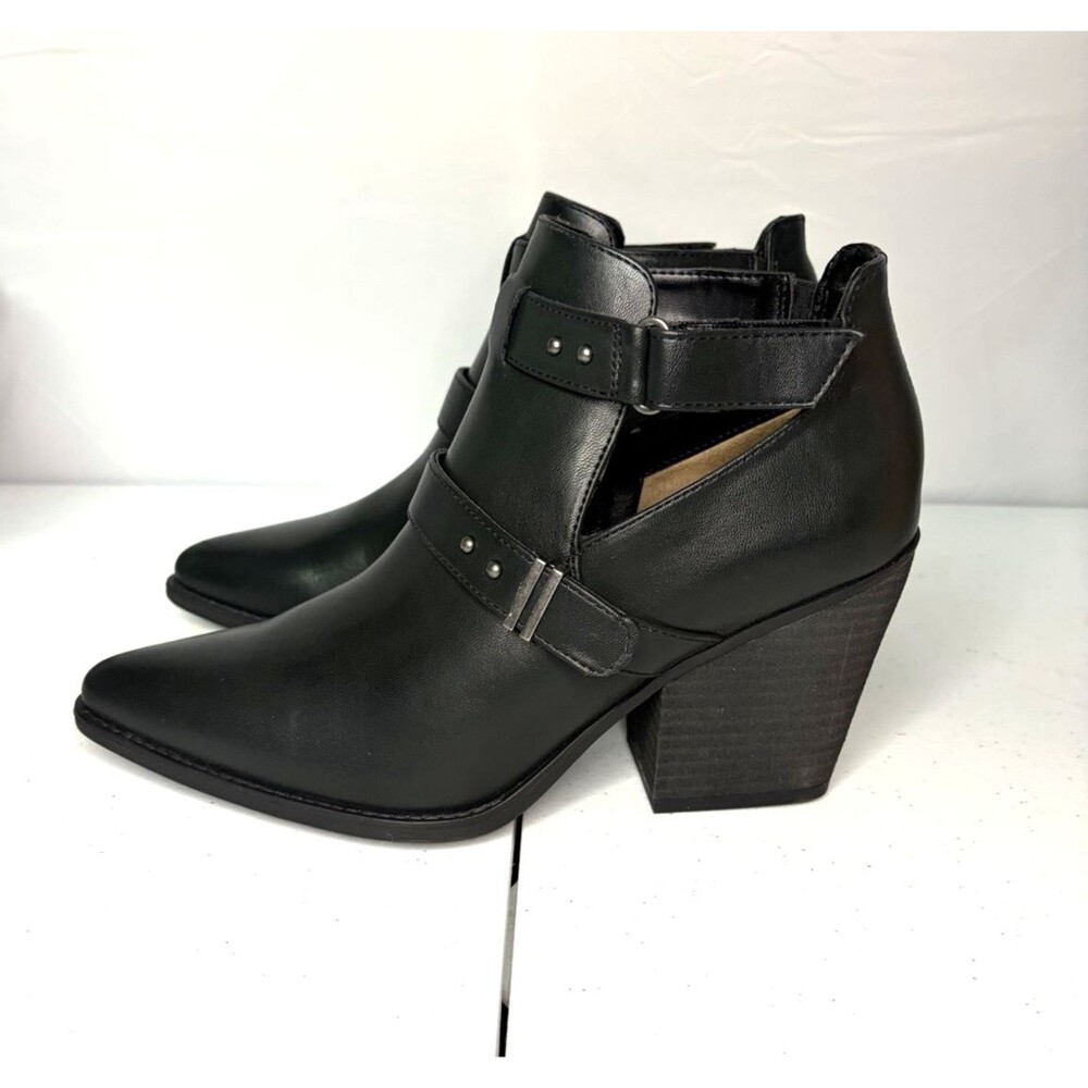 SOUL by Naturalizer Matcha Black Pointed Toe Block Heel Booties 8.5 M New in Box